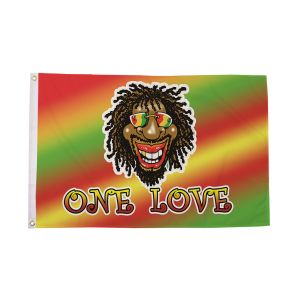 One Love Rasta Man Flag