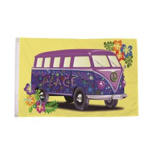 Peace Camper Van Yellow Flag