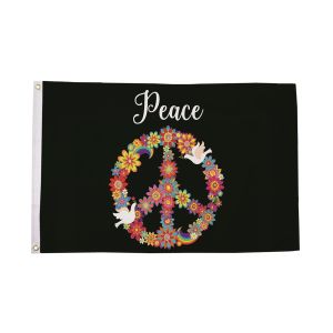 Peace Floral Sign Flag