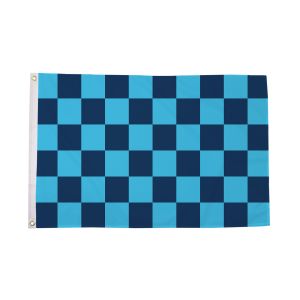 Sky Blue and Navy Blue Check Flag