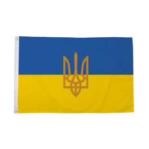 Ukraine Crest Trident Flag