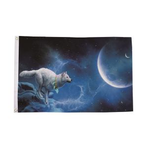 Wolf Night Sky Flag