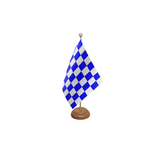 Blue and White Check Wooden Table Flag