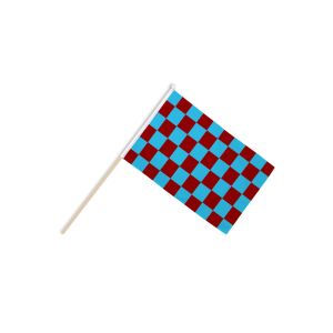 Claret and Sky Blue Check Hand Flags