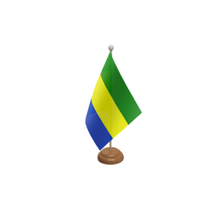 Gabon Wooden Table Flag