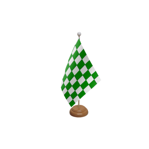 Green and White Check Wooden Table Flag