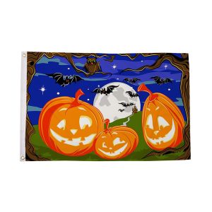 Halloween Pumpkins Moon Flag