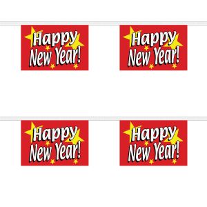 Happy New Year (Red) Rectangular Bunting Horizontal
