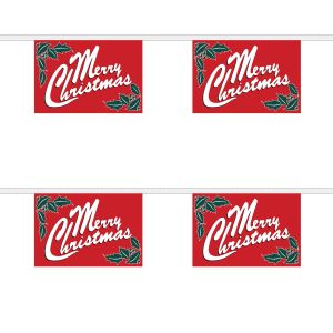 Merry Christmas Red Rectangular Bunting Horizontal