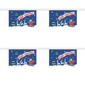 Merry Christmas Blue Rectangular Bunting Horizontal