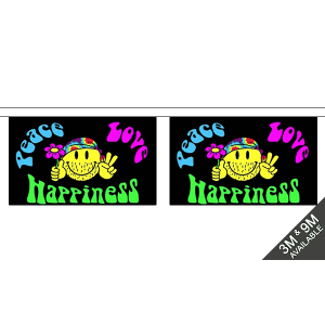 Peace, Love and Happiness Horizontal Rectangular Bunting