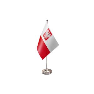 Poland Crest Satin Table Flag