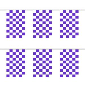 Purple and White Check Rectangular Bunting