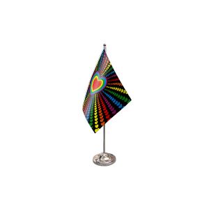 Rainbow Love Satin Table Flag