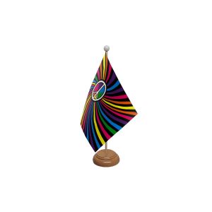 Rainbow Swirl Wooden Table Flag