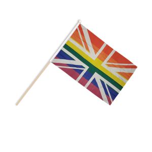 Rainbow Union Jack Hand Flags