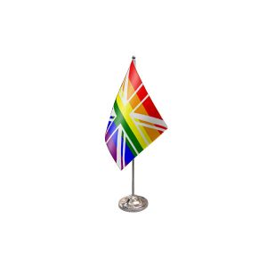 Rainbow Union Jack Satin Table Flag