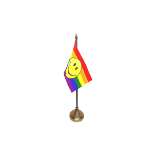 Rainbow Smiley Small Table Flag