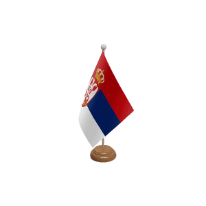 Serbia Crest Wooden Table Flag
