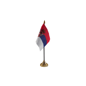 Serbia Crest Small Table Flag
