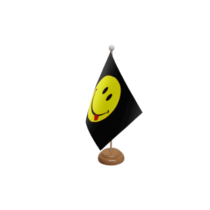 Smiley Face Acid Wooden Table Flag