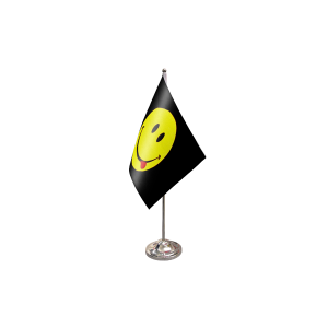 Smiley Face Acid Satin Table Flag