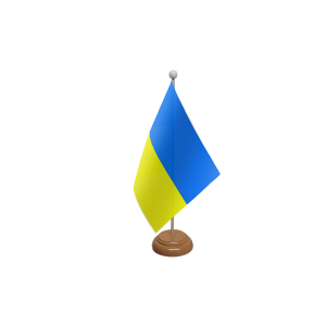 Ukraine Wooden Table Flag