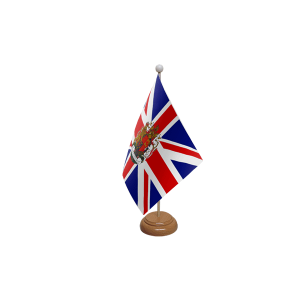 Union Jack Crest Wooden Table Flag