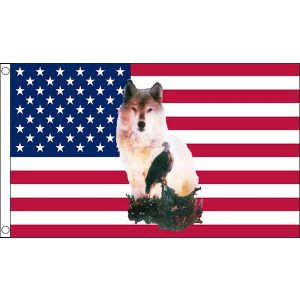 USA Wolf Eagle Flag