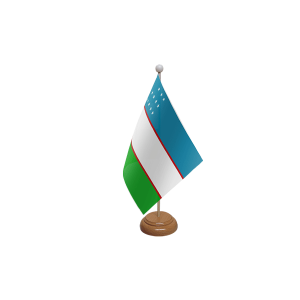 Uzbekistan Wooden Table Flag