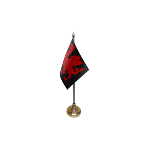 Welsh Dragon Black Small Table Flag