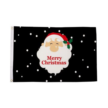 Santa Face Black Flag