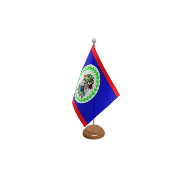Belize Large Wooden Table Flag – 18x12in (45 x 30 cm)