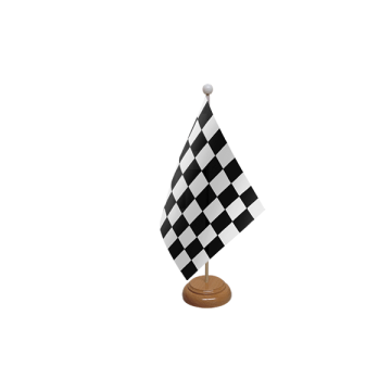 Black and White Check Large Wooden Table Flag – 18x12in (45 x 30 cm)