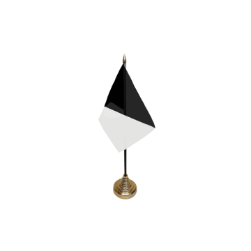 Black and White - Diagonally Divided Small Table Flag – 6x4in (15 x 10 cm)