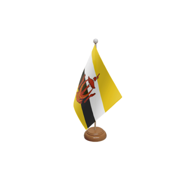 Brunei Wooden Table Flag – 9x6in (22.5 x 15 cm)