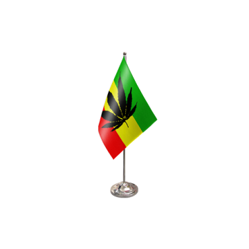 Cannabis Reggae Satin Table Flag – 9x6in (22.5 x 15 cm)