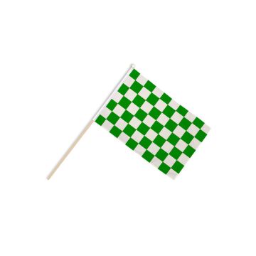 Green and White Check Hand Flags