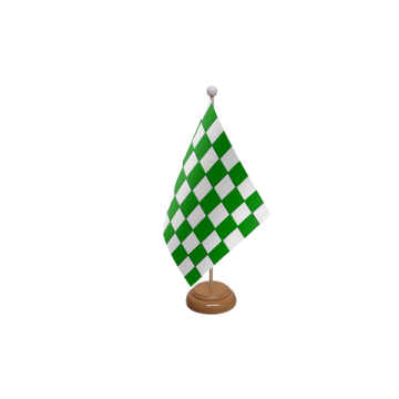 Green and White Check Wooden Table Flag – 9x6in (22.5 x 15 cm)