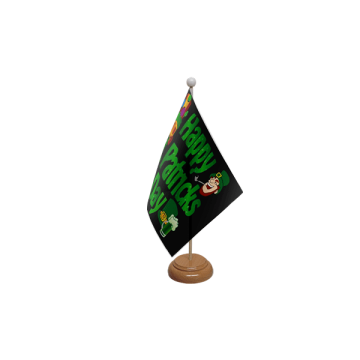Happy St Patricks Day (black) Hand Flags – 9x6in (22.5 x 15 cm)