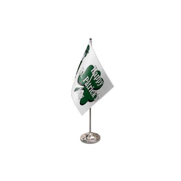 Happy St Patricks Day (White) Satin Table Flag – 9x6in (22.5 x 15 cm)