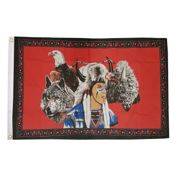 Indian Eagle Wolf Flag