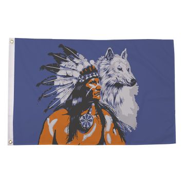 Indian With Wolf Flag