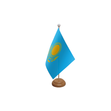 Kazakhstan Large Wooden Table Flag – 18x12in (45 x 30 cm)