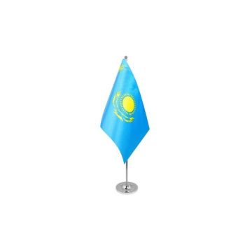 Kazakhstan Satin Table Flag – 9x6in (22.5 x 15 cm)