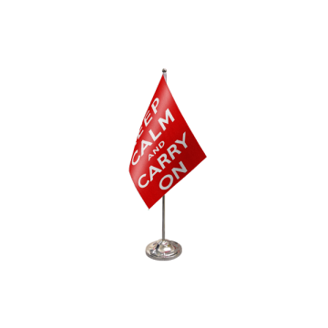 Keep Calm And Carry On (Red) Satin Table Flag