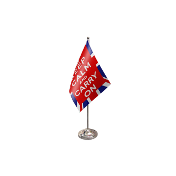 Keep Calm And Carry On (UK) Satin Table Flag – 9x6in (22.5 x 15 cm)