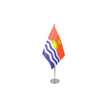 Kiribati Satin Table Flag – 9x6in (22.5 x 15 cm)