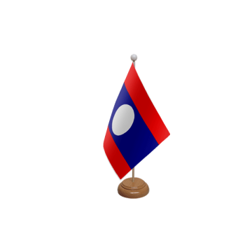 Laos Large Wooden Table Flag – 18x12in (45 x 30 cm)