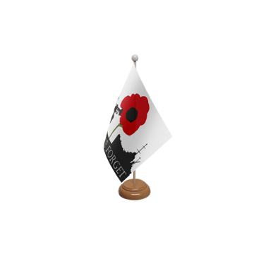 Lest We Forget (Navy) Wooden Table Flag – 9x6in (22.5 x 15 cm)